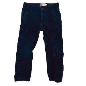 Boden Boys Corduroy Embroidered Star Pants Straight Leg Navy Blue 3Y
